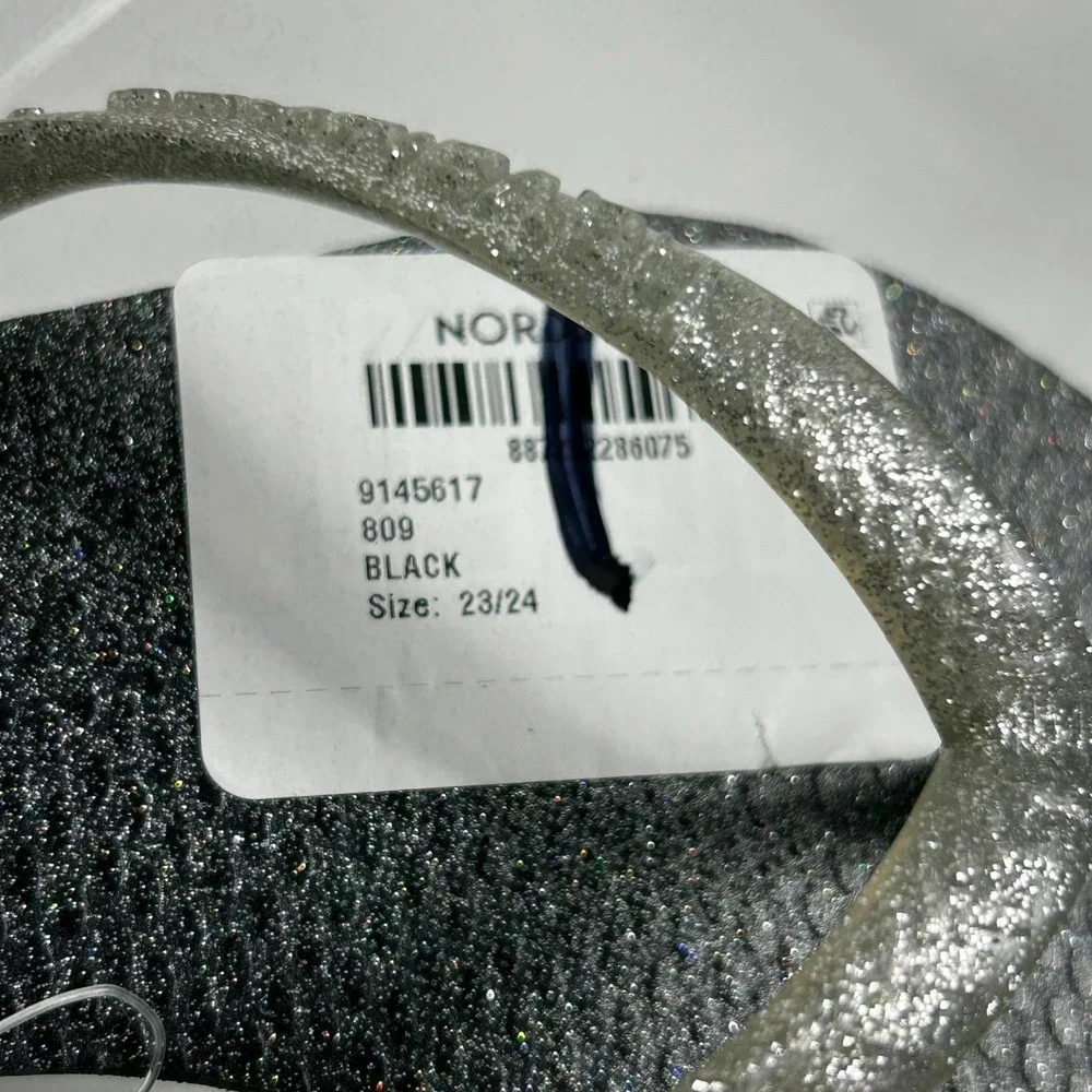 Havaianas Girls Size 9C 9 C Glittery Silver Black Flip Flops Sparkle Thong Child